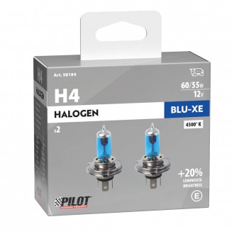 Lampada alogena Pilot Blu-Xe 12V - H4 Ultra-Bianco