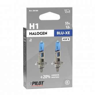 Lampada alogena Pilot Blu-Xe 12V - H1 Ultra-Bianco